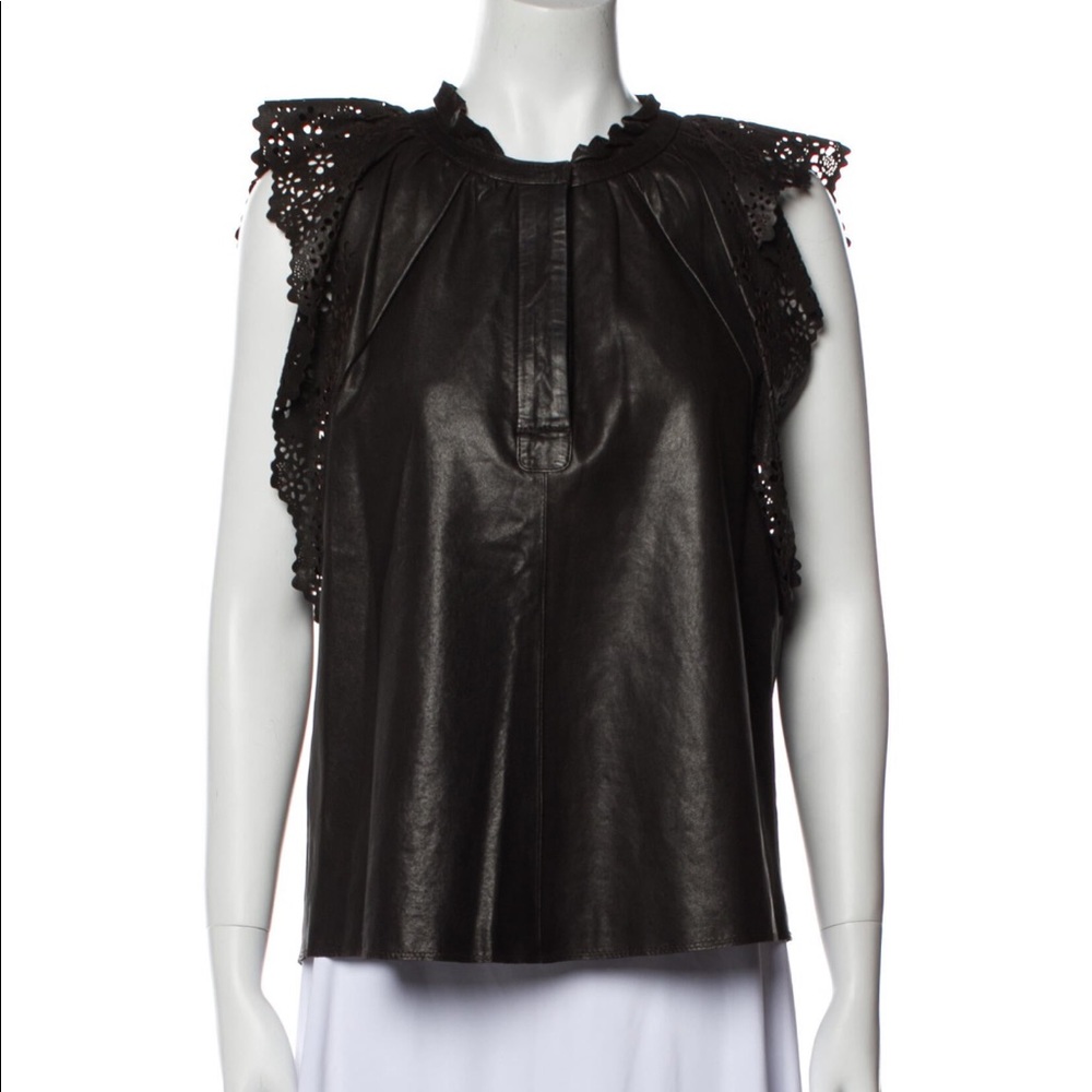 Vanessa Bruno Dark Brown Leather Top size 6